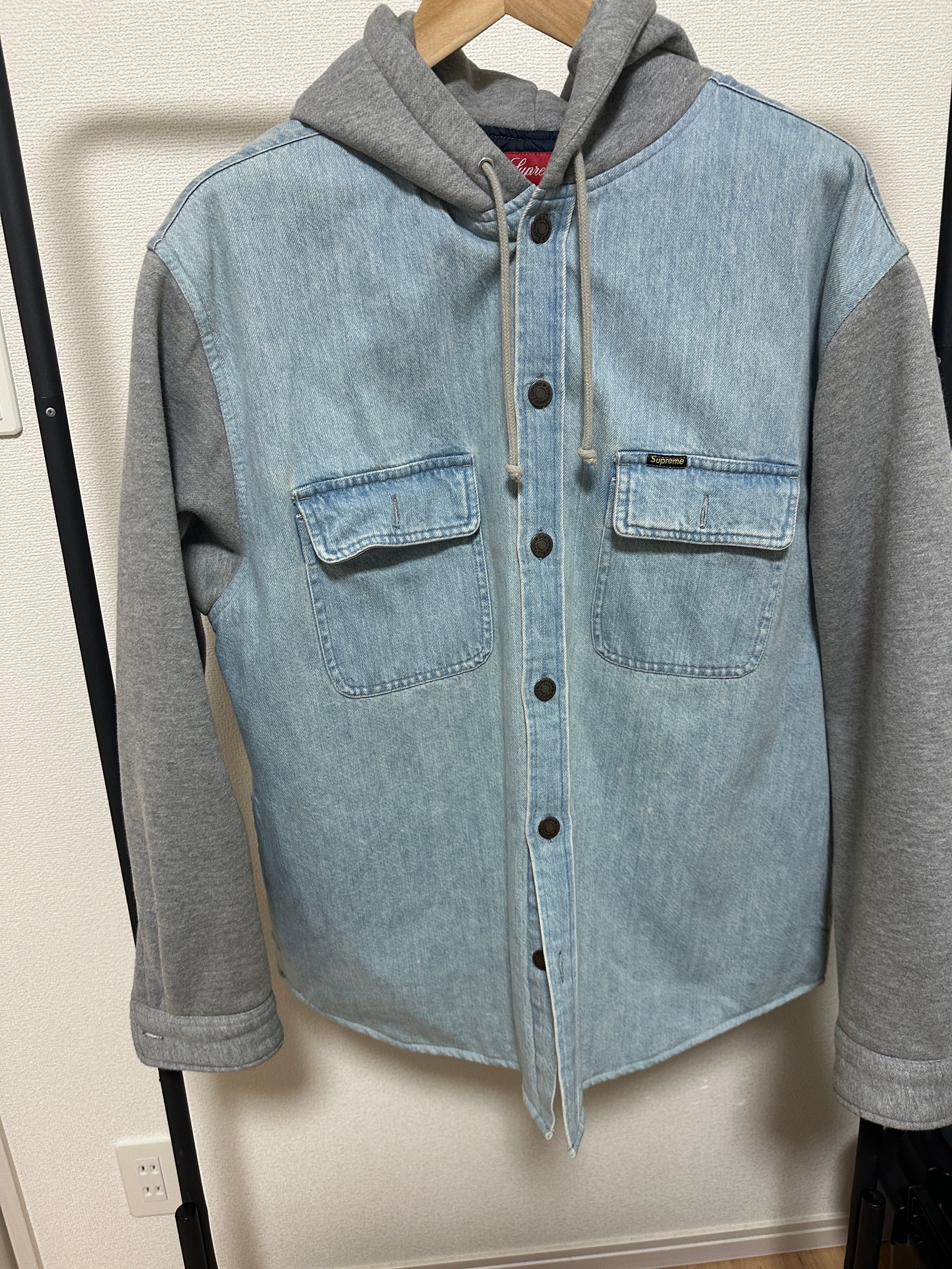 Supreme Fleece Hooded Denim Shirt "Blue"