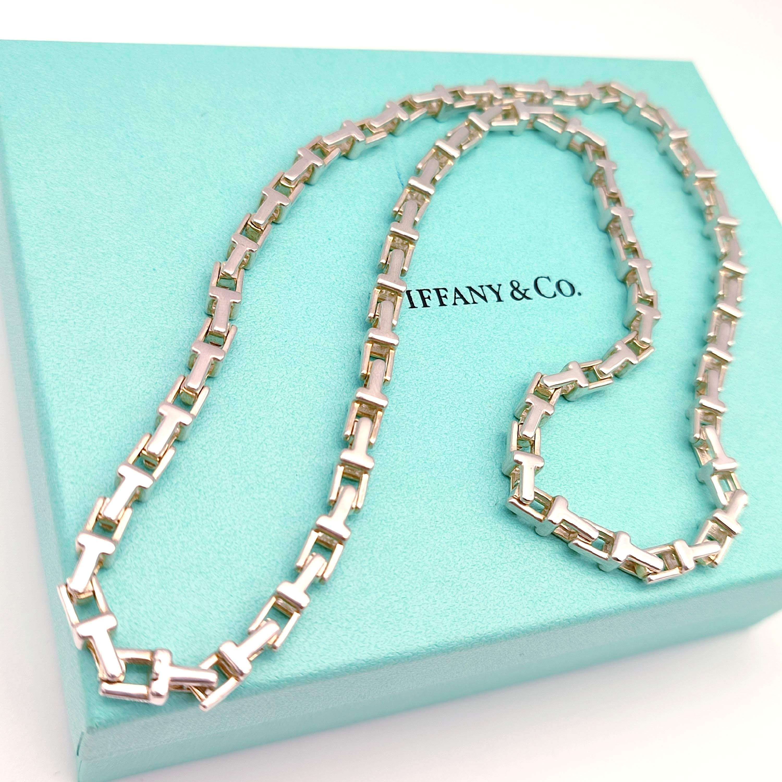 【美品】Tiffany ティファニー Tナローチェーンネックレス シルバー925