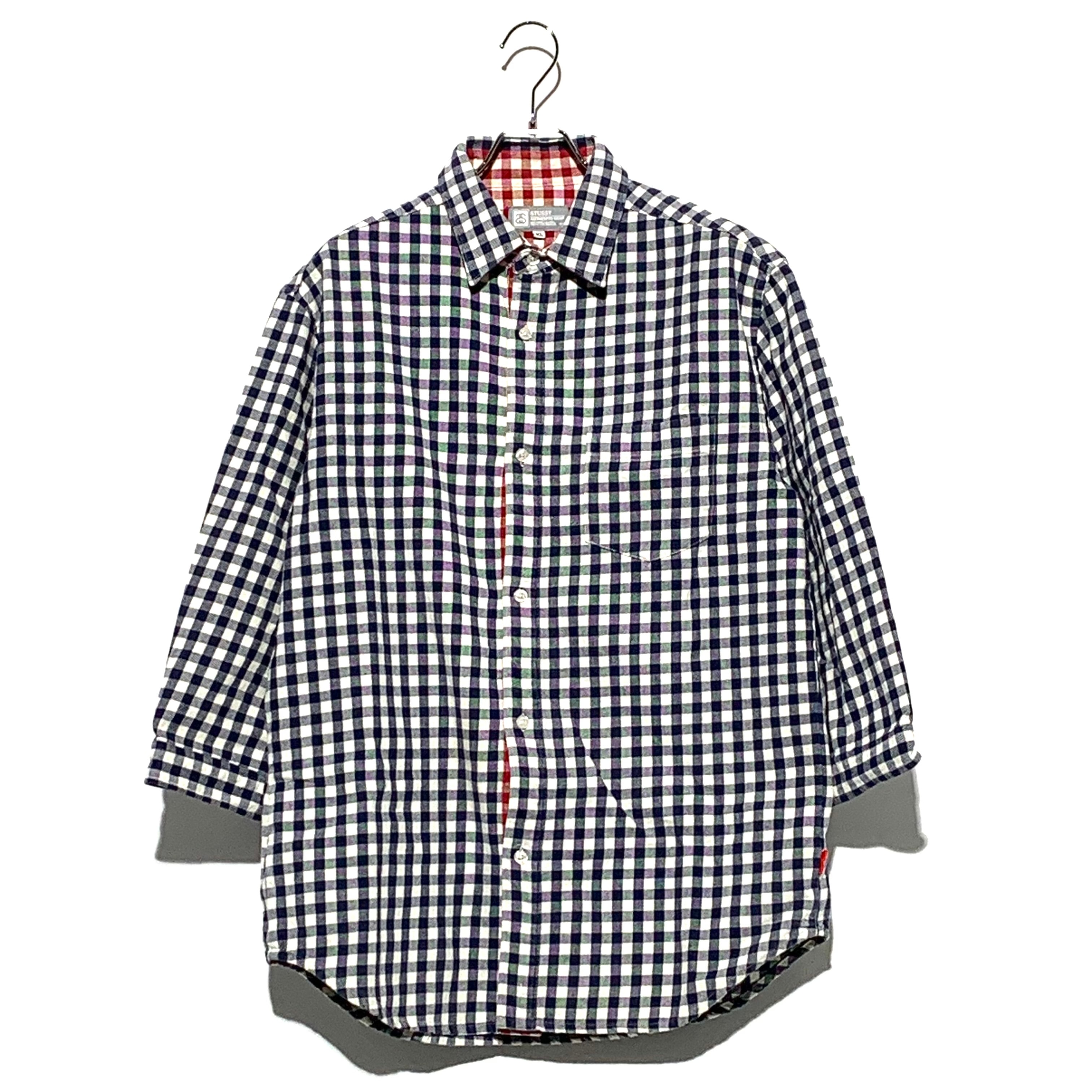 STUSSY Check 3/4 Sleeve Shirt Blue