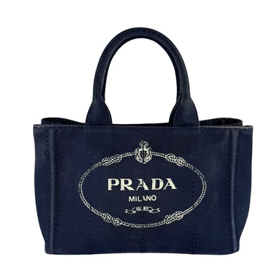 プラダ PRADA ハンドバッグ ショルダーバッグ カナパ キャンバス ネイビー レディース【中古】 z10387