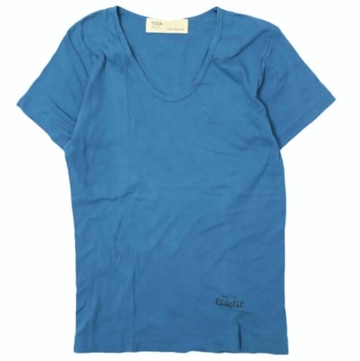 TOGA PULLA トーガ プルラ 19SS 日本製 NEW TYPE ELASTIC UネックTシャツ TP91-JK252 1 Dark Blue 半袖 トップス g13169