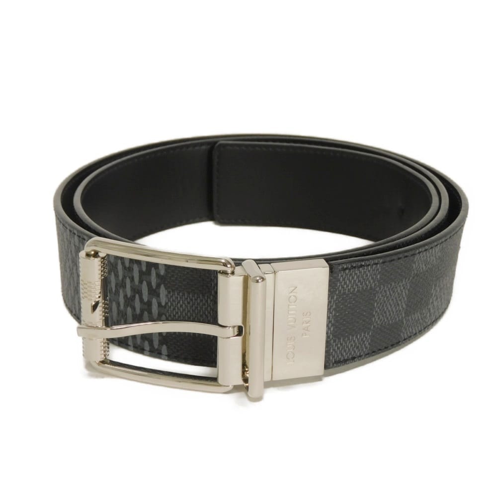 LOUIS VUITTON ルイ・ヴィトン サンチュール・ダミエ プリント 40MM リバーシブル ロゴ シルバー カーフ ブラック グレー 110/44 ダミエ グラフィット 3D ジャイアント ノワール ベルト M0338Q