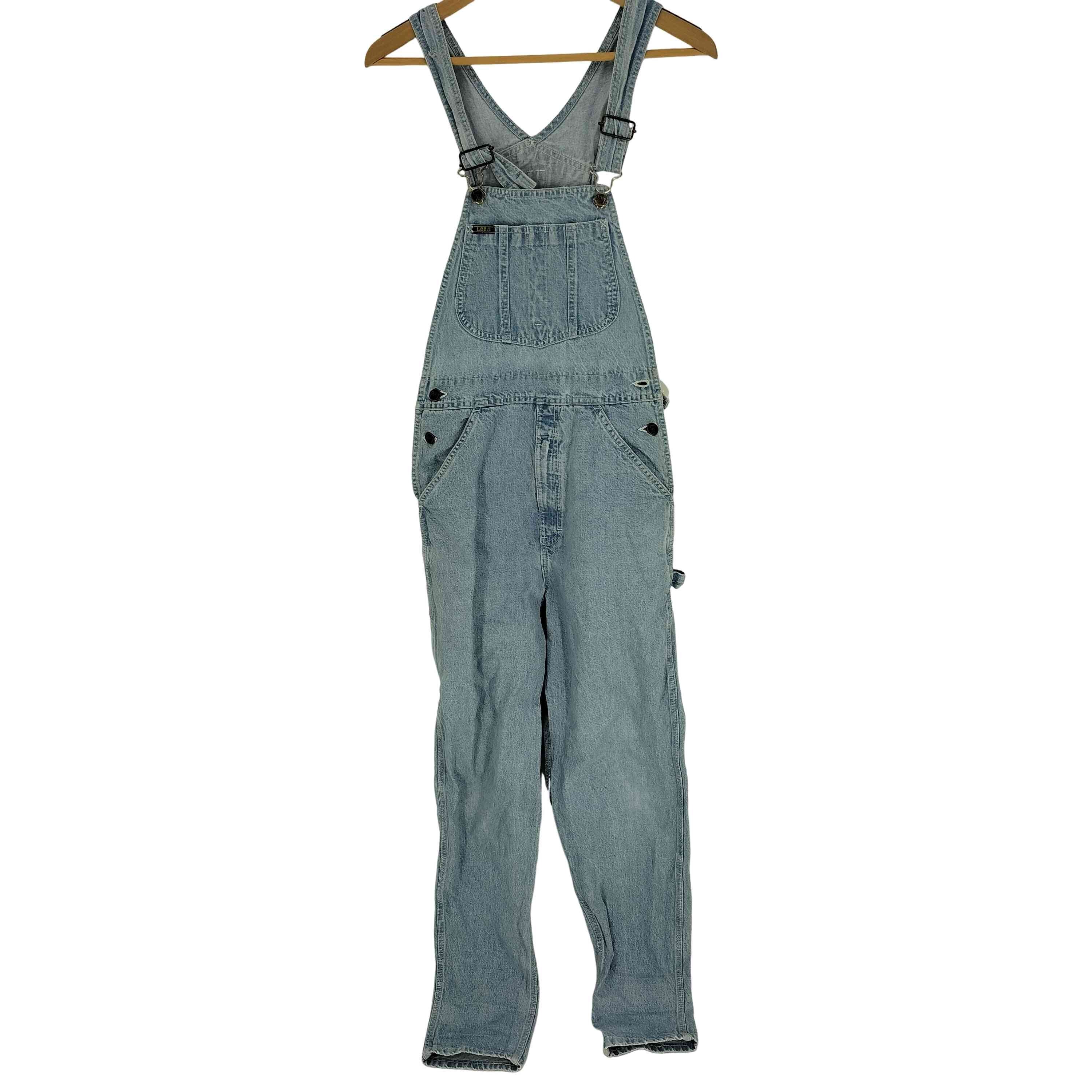 80S ロゴボタン ロゴパッチ 紙タグ ビックポケット デニム オーバーオール【1140295665078】