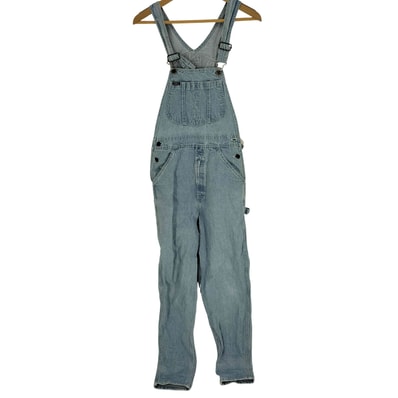 80S ロゴボタン ロゴパッチ 紙タグ ビックポケット デニム オーバーオール【1140295665078】
