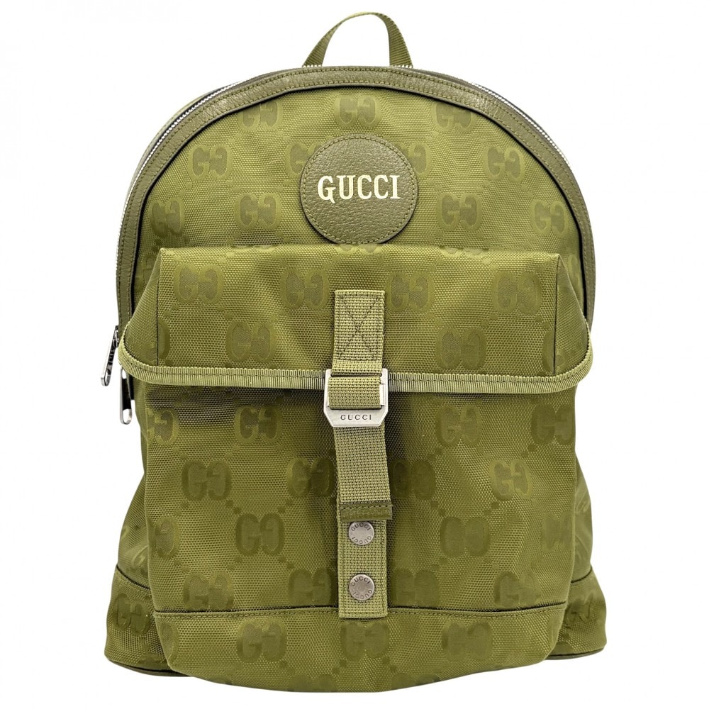 GUCCI グッチ リュック GG オフザグリッド バックパック A4対応 大容量 644992 ナイロン グリーン 緑 シルバー金具 メンズ 美品【中古品】