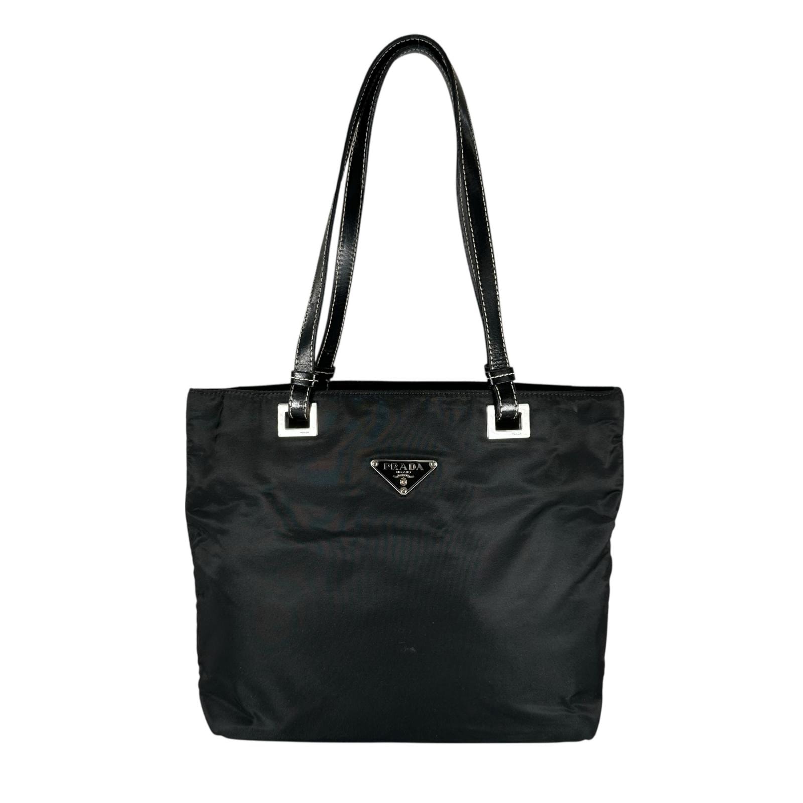 PRADA プラダ 三角ロゴ トートバッグ ナイロン ブラック レディース【中古】