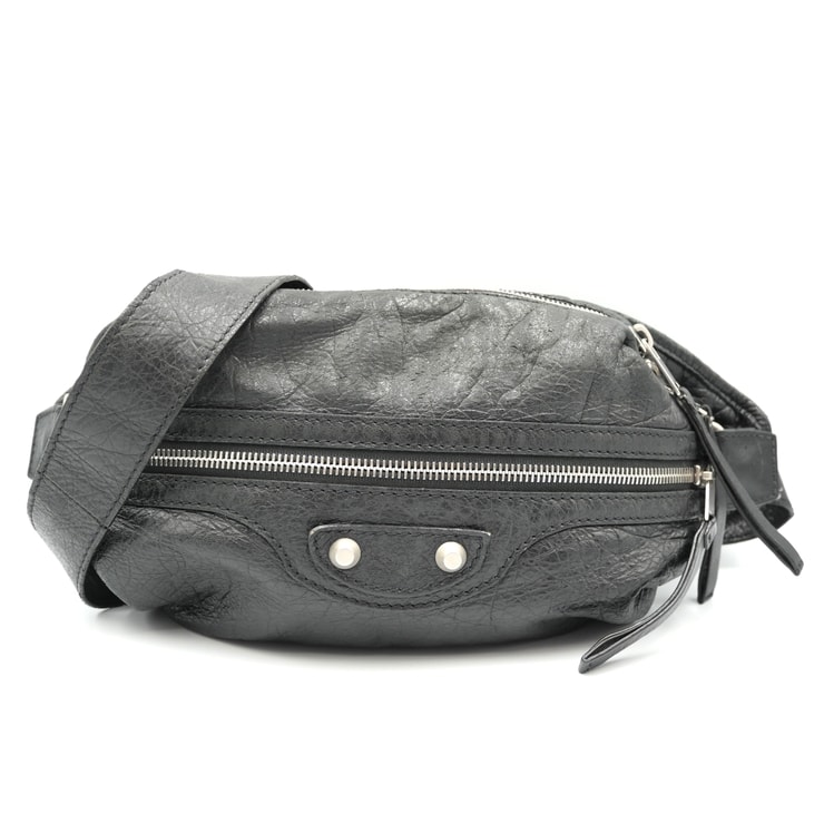 BALENCIAGA(バレンシアガ)クラシック ネオリフト ボディバッグ ウエストバッグ ブラック レザー シルバー金具 341628【中古】