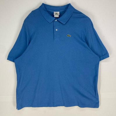 古着 ラコステ LACOSTE 半袖シャツ ワンポイント ロゴワッペン 大きいサイズ ポロシャツ 4XL ブルー系 メンズ