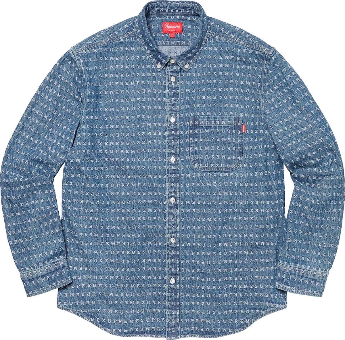 Supreme Warp Jacquard Logos Denim Shirt "Blue"