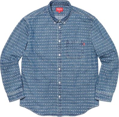 Supreme Warp Jacquard Logos Denim Shirt "Blue"