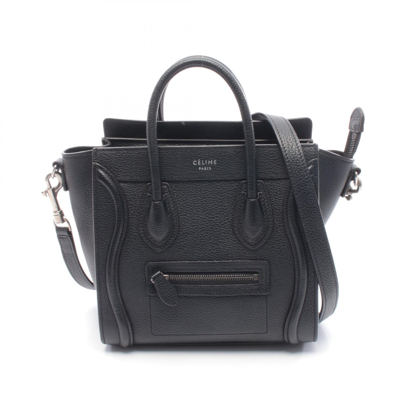 セリーヌ CELINE ラゲージ ナノショッパー ハンドバッグ バッグ レザー レディース ブラック系 【中古】
