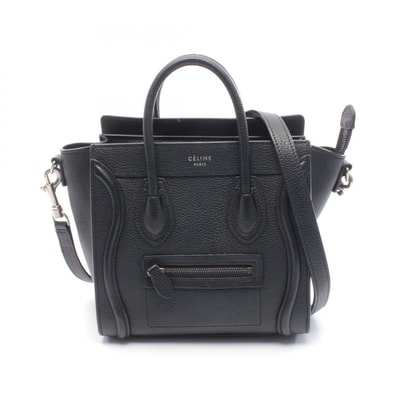 セリーヌ CELINE ラゲージ ナノショッパー ハンドバッグ バッグ レザー レディース ブラック系 【中古】