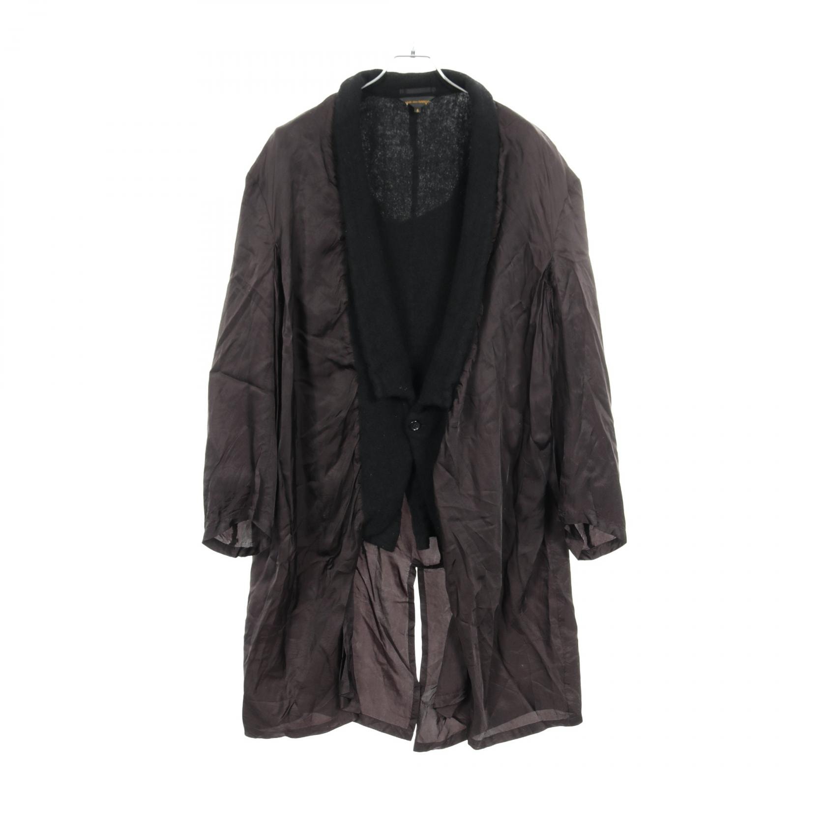 コムデギャルソン COMME des GARCONS インサイドアウト レイヤード ロングジャケット 衣料品 アウター ウール ナイロン レディース ブラック系 【中古】