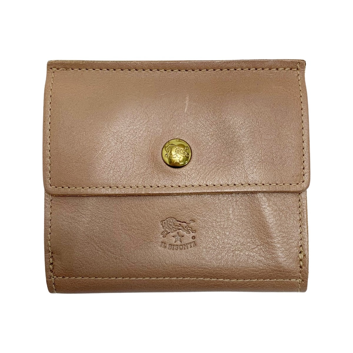 IL BISONTE イルビゾンテ レザー C0910 ピンクベージュ系 Wホック財布
