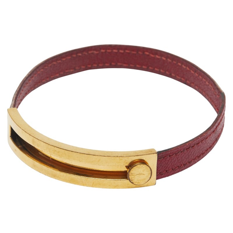エルメス プスプス バングル レッド レザー レディース HERMES 【中古】