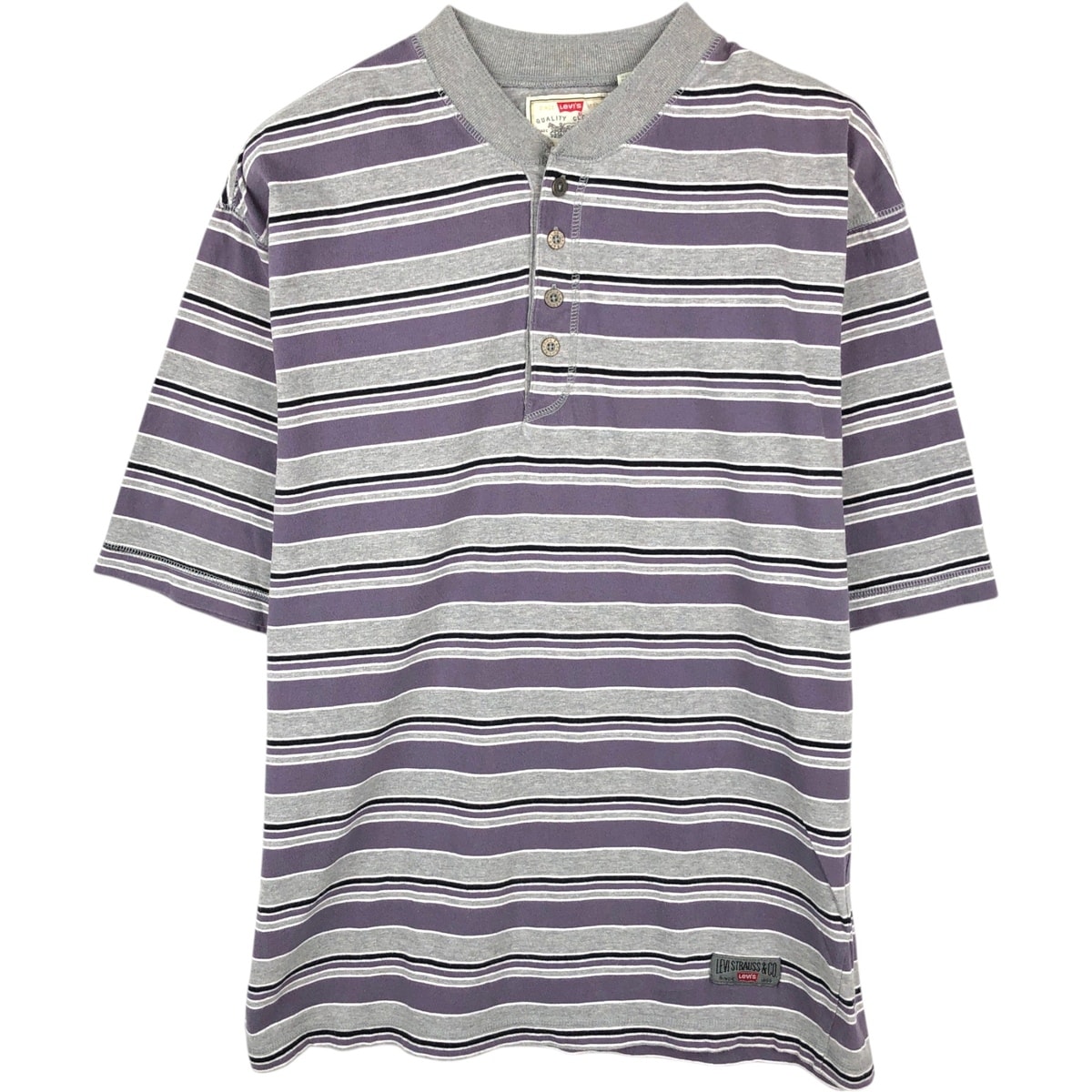 古着 90年代 リーバイス Levi's マルチボーダー ヘンリーネック 半袖 Tシャツ メンズM相当 ヴィンテージ/eaa672003