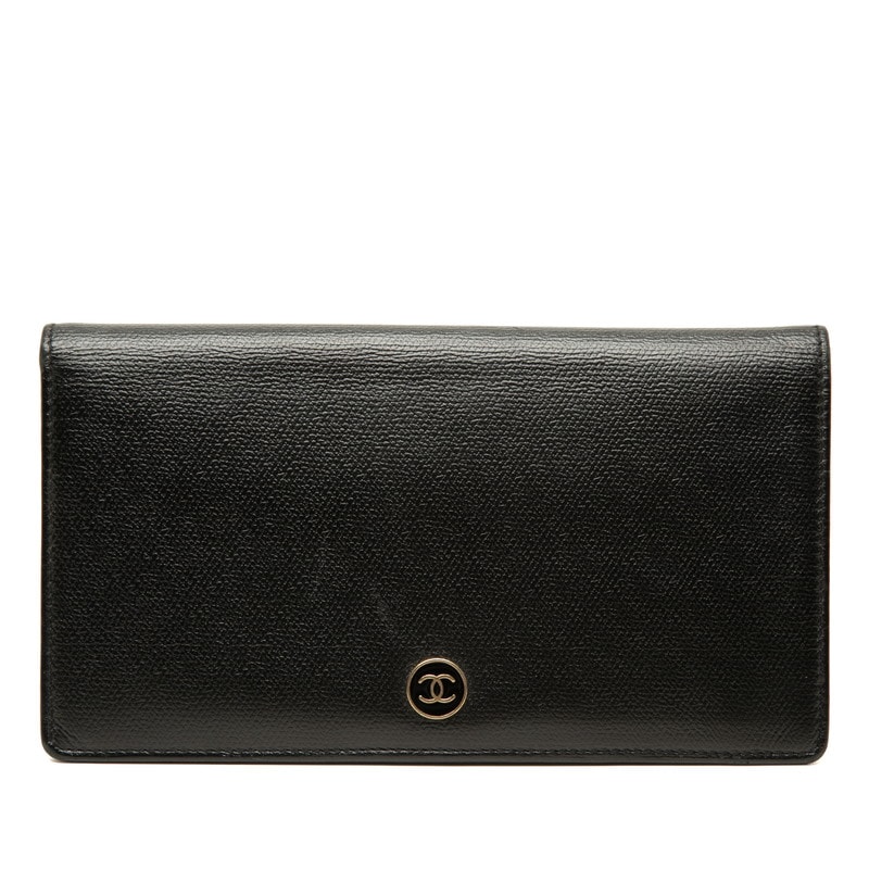 シャネル ココマーク 長財布 ロングウォレット ブラック レザー レディース CHANEL 中古