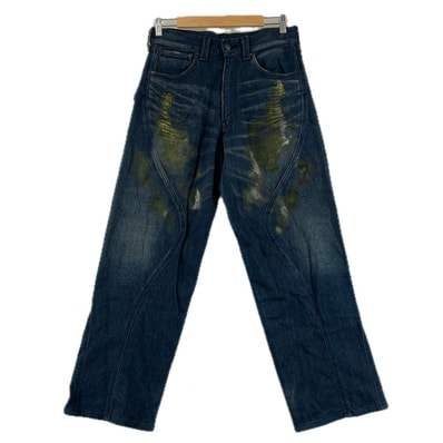 美品 Levi's リーバイス 加工デニム 無地 オールシーズン デニムパンツ コットン ブルー メンズ 30 Levi's ×FLUコラボ【古着】【中古】