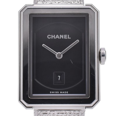 値下 シャネル CHANEL H4884 ボーイフレンド ツイード デイト クォーツ レディース 良品 G#144684