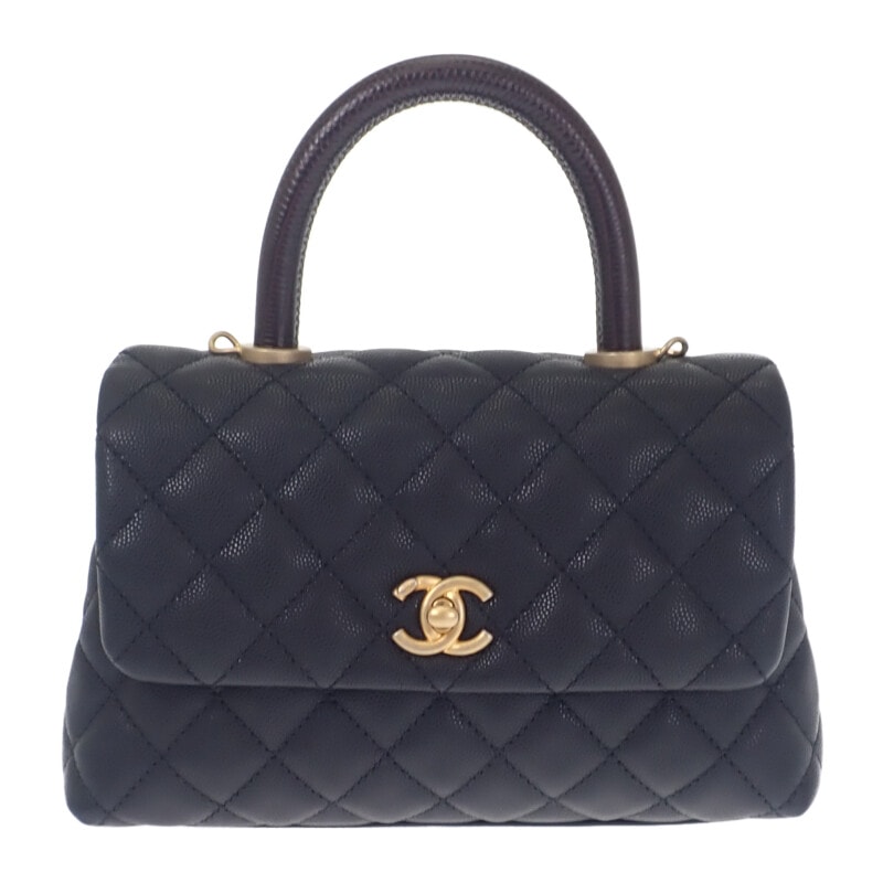シャネル CHANEL ココハンドル XS A92990 ハンドバッグ キャビアスキン ブラック ゴールド金具 レディース【中古】【Aランク】