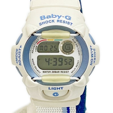 CASIO カシオ 腕時計 Baby-G クォーツ 本体のみナイロン ホワイト ライトブルー BGX-110