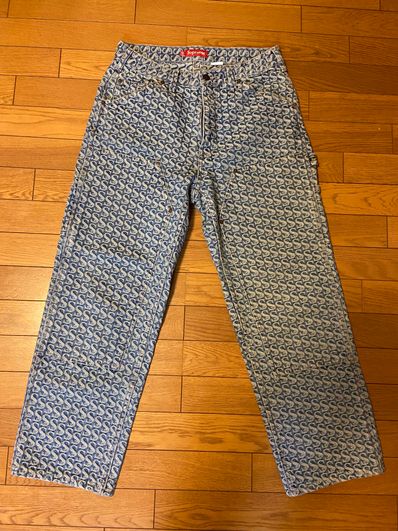Supreme Monogram Double Knee Denim Painter Pant "Blue"