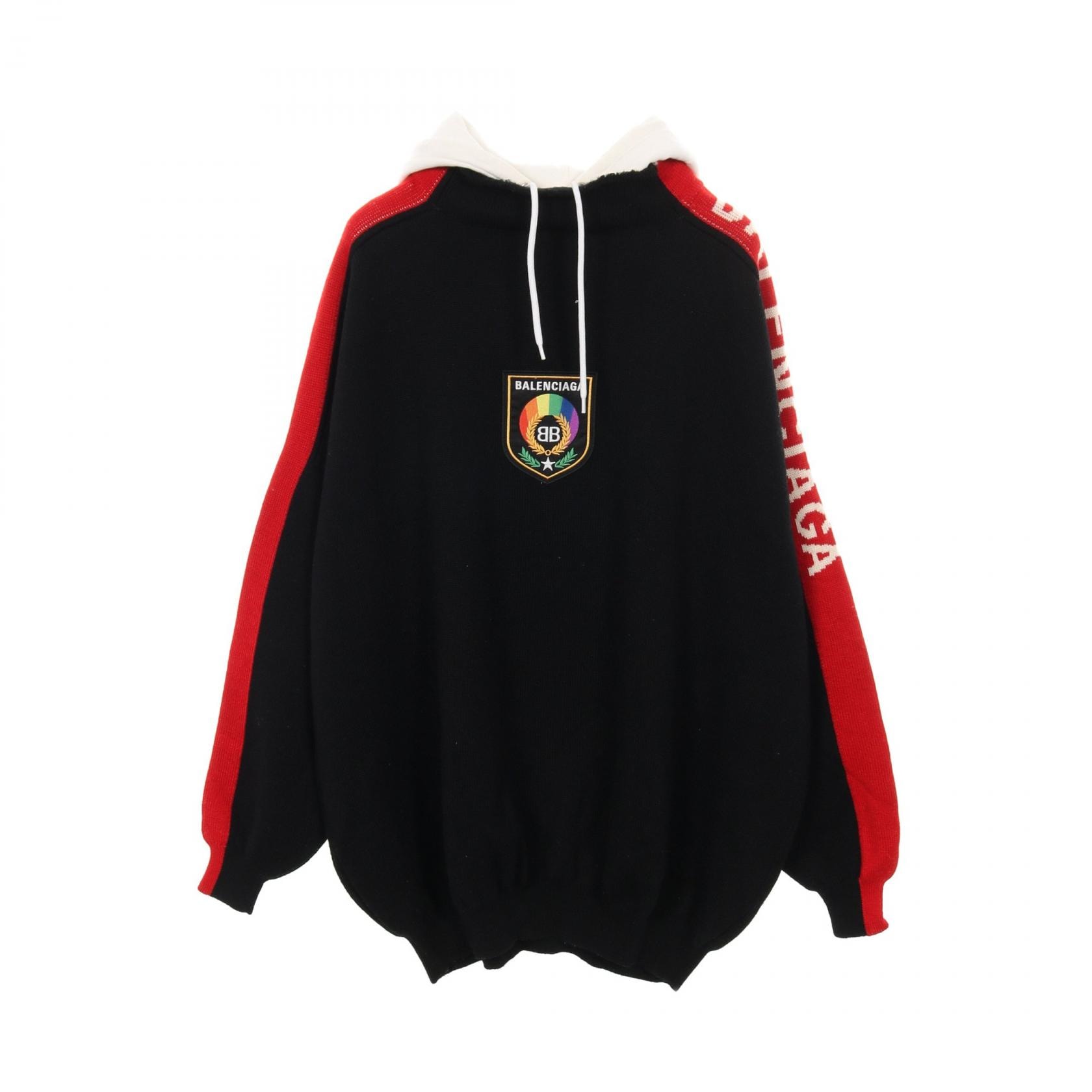 バレンシアガ BALENCIAGA SLEEVE PRIDE HOODIE ニット 衣料品 トップス ウール コットン メンズ ブラック系 / レッド系 / ホワイト系 【中古】