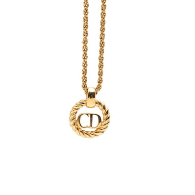 ディオール CDロゴ ペンダント ネックレス ゴールド メッキ レディース Dior 【中古】