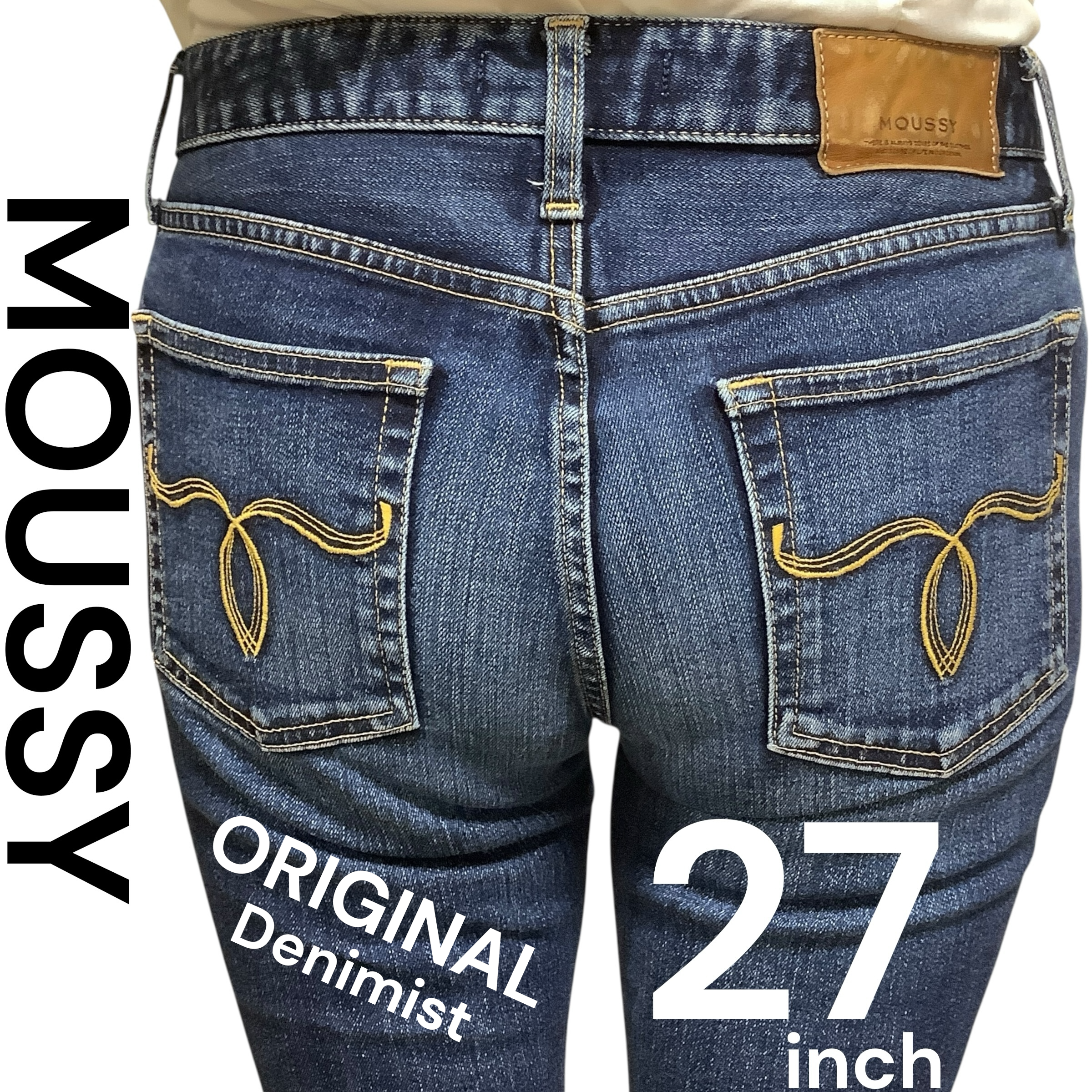 【超人気】 WF Rebirth embroidery SKINNY 27 赤耳 マウジー デニム お尻ステッチ イエローステッチ