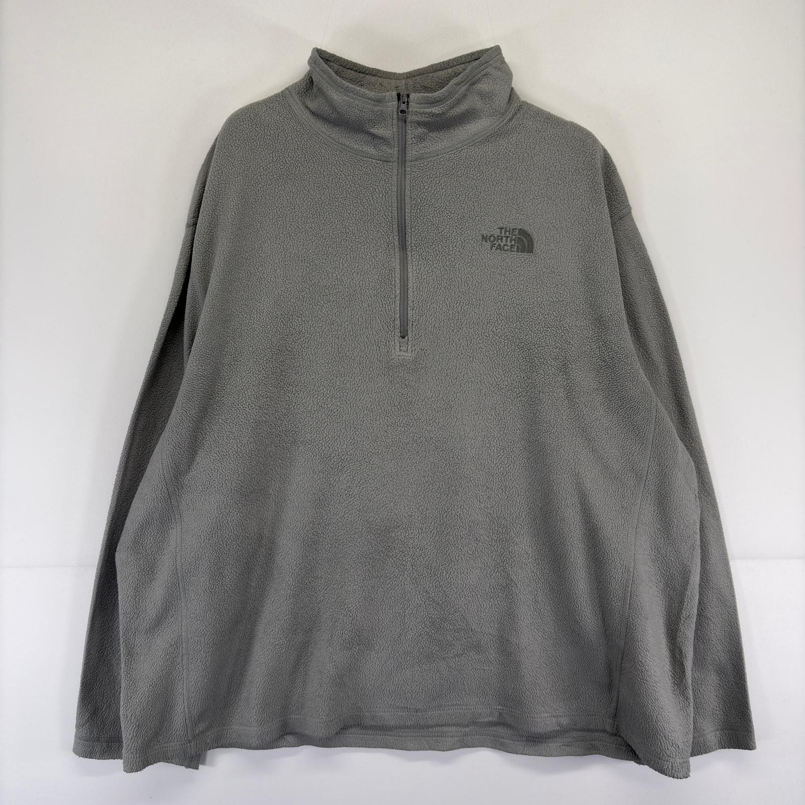 古着 ザ・ノースフェイス THE NORTH FACE トレーナー ハーフジップ 大きいサイズ フリース ワンポイント刺繍ロゴ 2XL  グレー系 メンズ