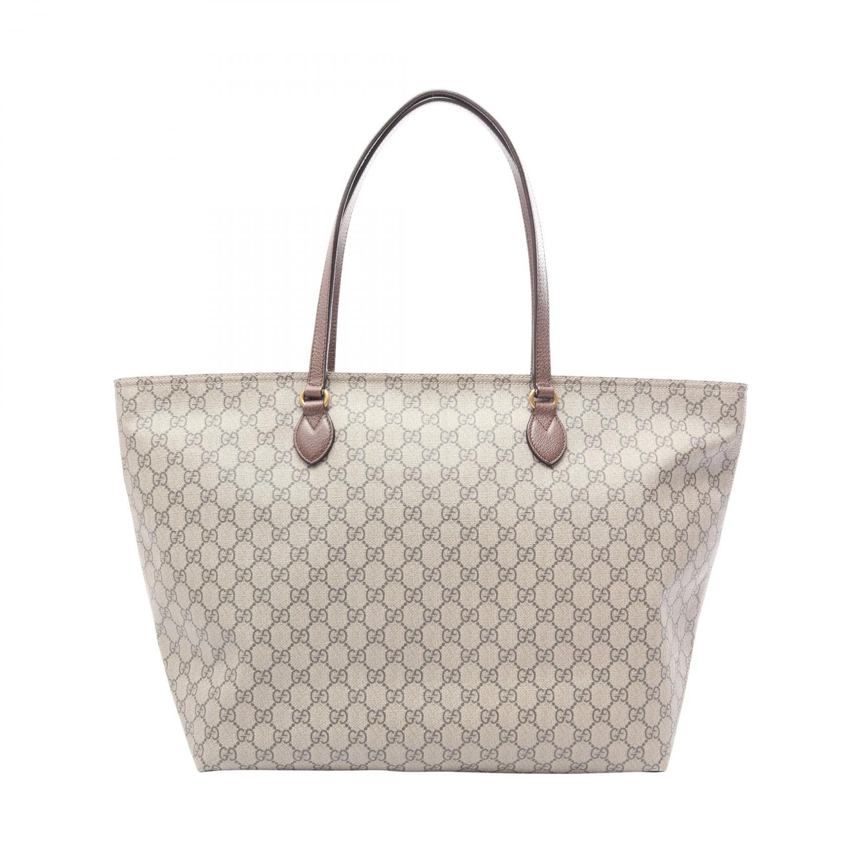 グッチ GUCCI GGスプリーム ミディアム トートバッグ バッグ PVCコーティングキャンバス レザー レディース ベージュ系 / ブラウン系 547974 【中古】