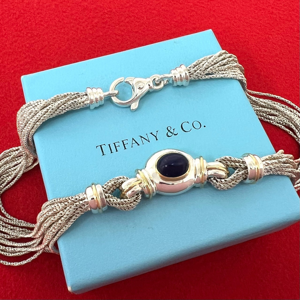 TIFFANY&Co. ティファニー マルチストランド ネックレス シルバー925 K18イエローゴールド ラピスラズリ ネックレス シルバー
 32091