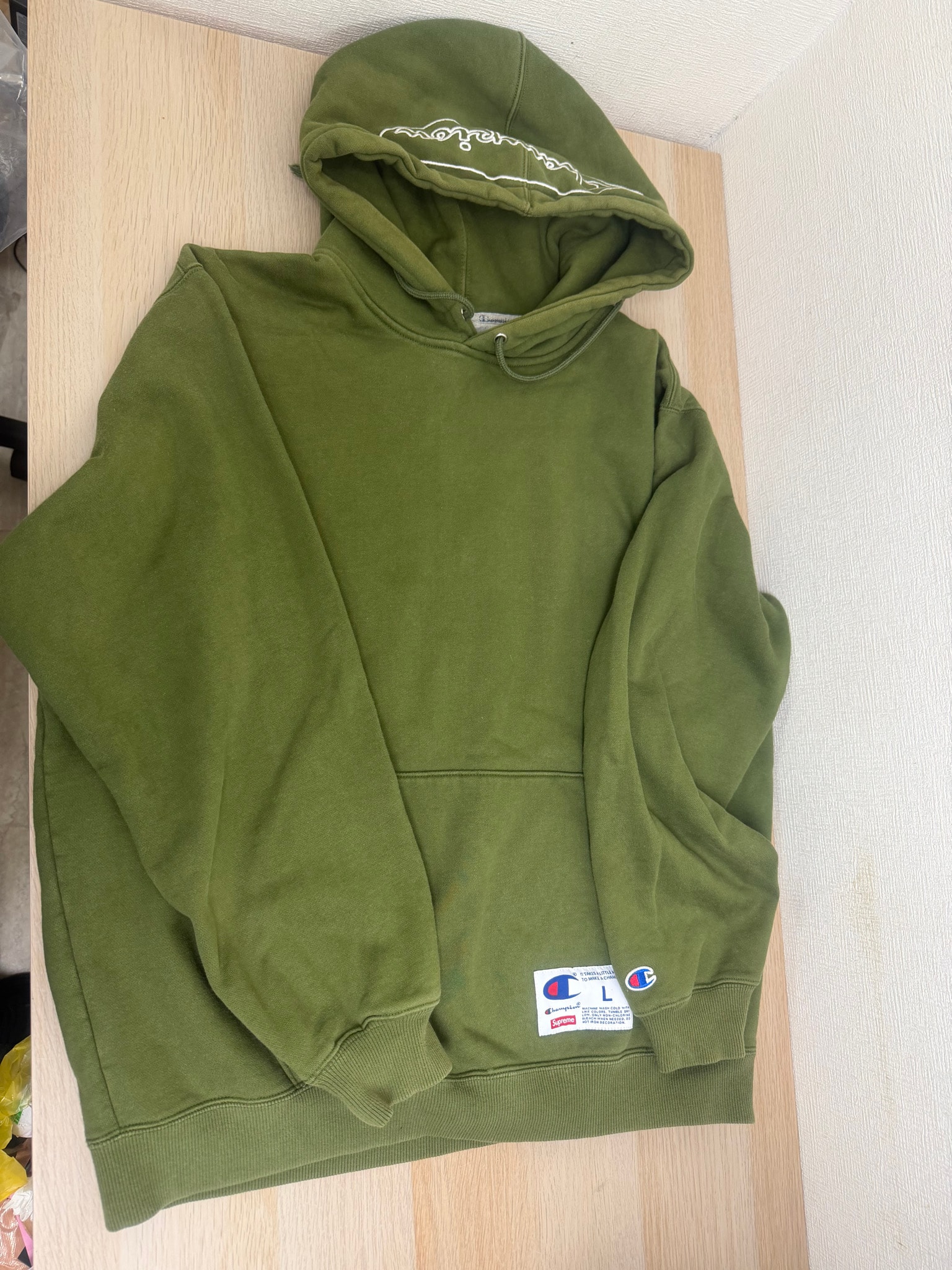 Supreme Champion Outline Hooded Sweatshirt "Dark Olive"