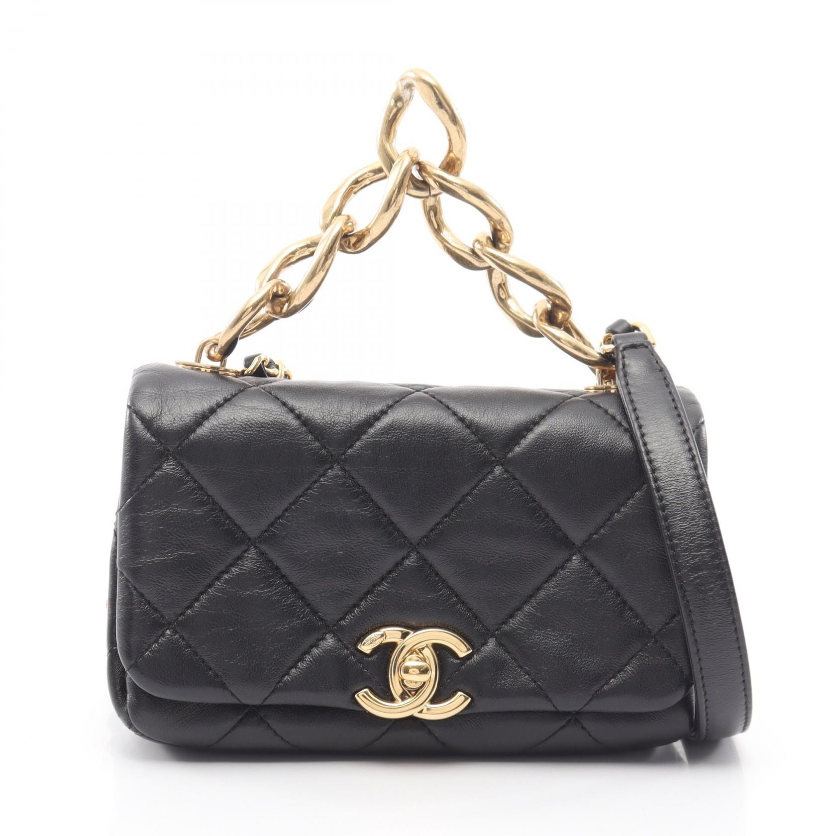 シャネル CHANEL ミニマトラッセ 2WAY ショルダーバッグ バッグ ラムスキン(羊革) レディース ブラック系 AS3365 【中古】