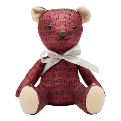 バーバリー テディベア くま ロゴ ぬいぐるみ レッド ブラック コットン レディース BURBERRY 中古