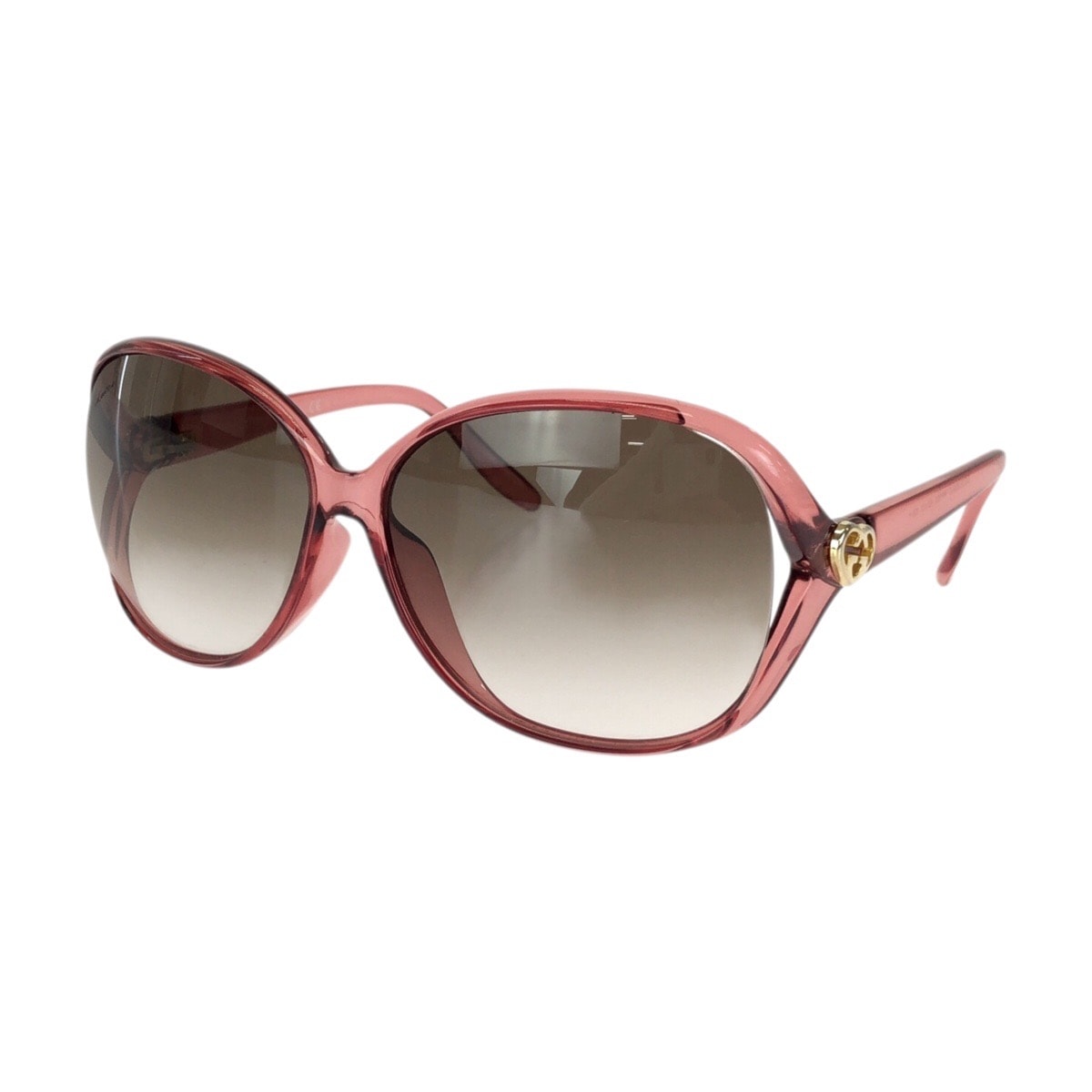 美品 GUCCI グッチ ラブリー ハート ピンク ブラウン ゴールド金具 プラスチック メタル/ サングラス 男女兼用 バタフライ 602738 【中古】