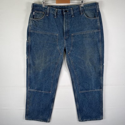 古着 カーハート Carhartt デニムパンツ ダブルニー ペインター ワーク ジーンズ ジーパン 色落ち ヒゲ w46 L32 ブルー メンズ