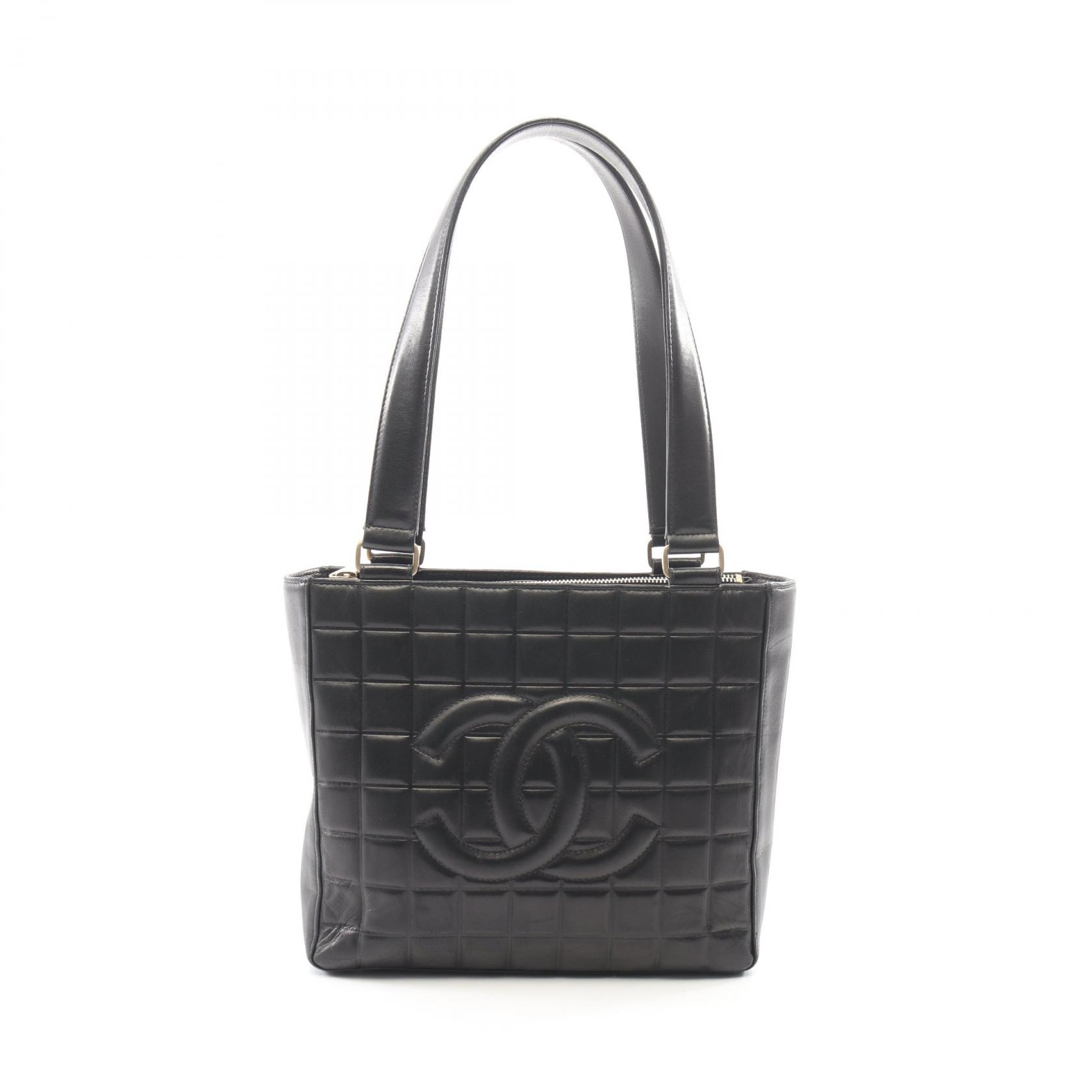 シャネル CHANEL チョコバー トートバッグ バッグ ラムスキン(羊革) レディース ブラック系 【中古】