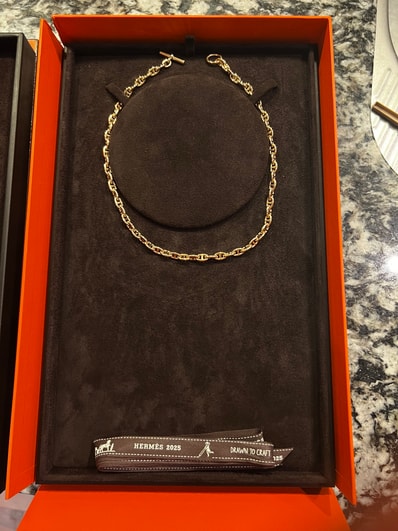 エルメス ネックレス シェーヌダンクルTPM 62コマ 62リンク チェーン K18YG Au750