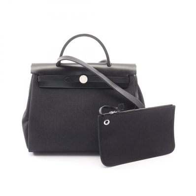 エルメス HERMES エールバッグジップPM ルトゥルネ 2WAY ハンドバッグ バッグ キャンバス レザー トワルミリタリー / ヴァッシュハンター トワルミリタリー Z刻印(2021年製造) レディース ブラック系 【中古】