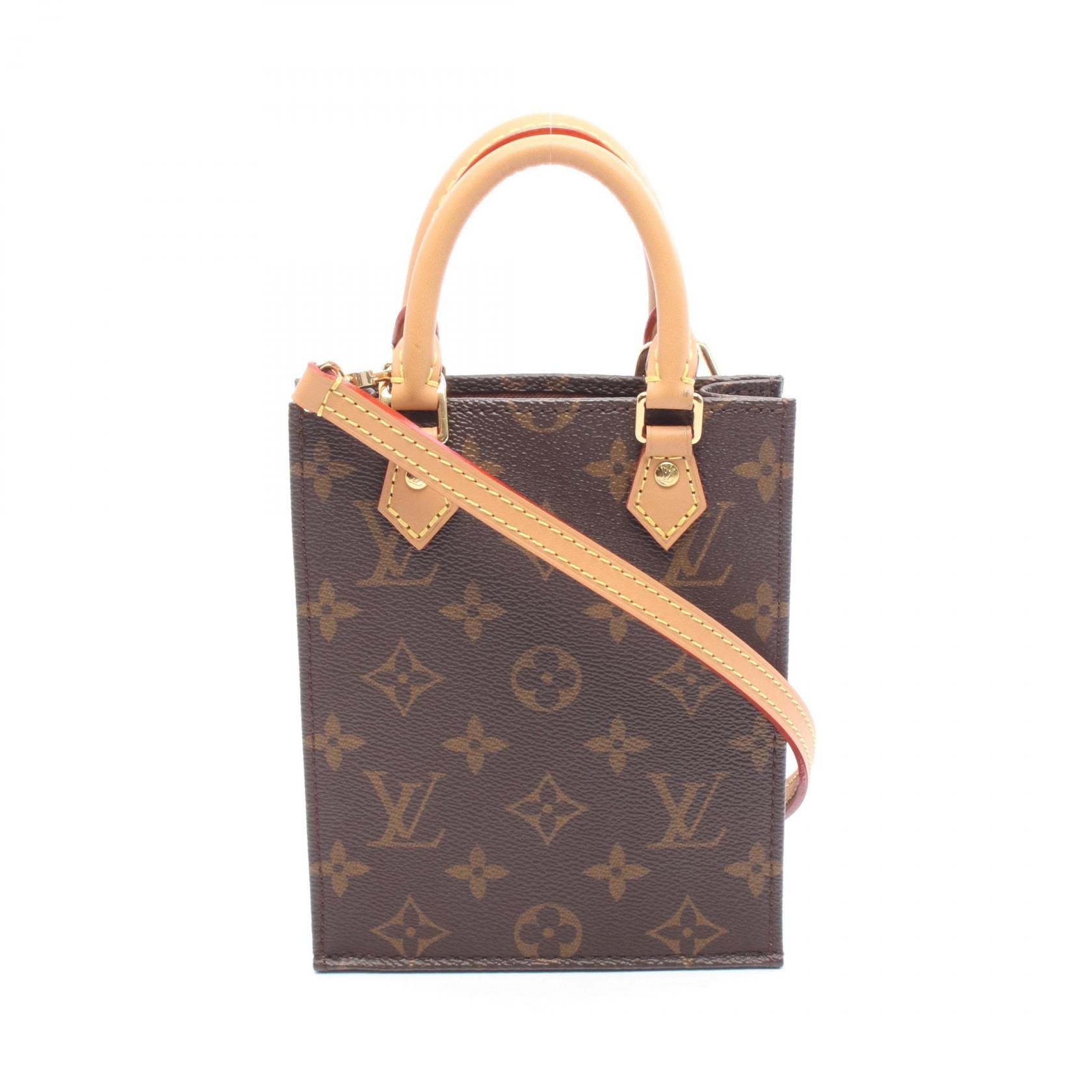 ルイ・ヴィトン LOUIS VUITTON プティット サックプラ ハンドバッグ バッグ PVCコーティングキャンバス レザー モノグラム レディース ブラウン系 M69442 【中古】