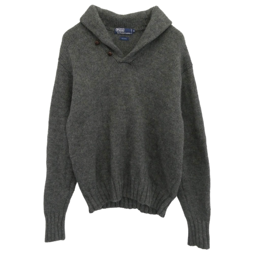 POLO RALPH LAUREN ポロ・ラルフローレン ニット 90s 00s ショールカラー ウール ニット セーター グレー系 XL【中古】