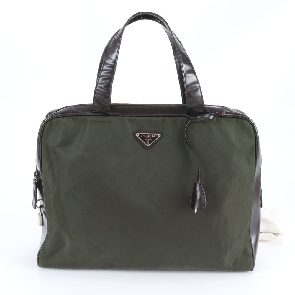 ■美品 プラダ テスート ナイロントライアングルロゴ カーキ