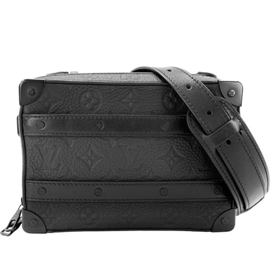 LOUIS VUITTON ルイヴィトン 2WAY モノグラム・トリヨン ハンドルソフトトランク ハンドバッグ ショルダーバッグ 肩掛け 斜め掛け M59163 レザー ブラック 黒 ブラック金具 メンズ【中古品】