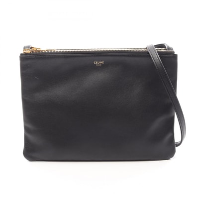セリーヌ CELINE TRIO LARGE トリオ ラージ ショルダーバッグ バッグ レザー レディース ブラック系 【中古】