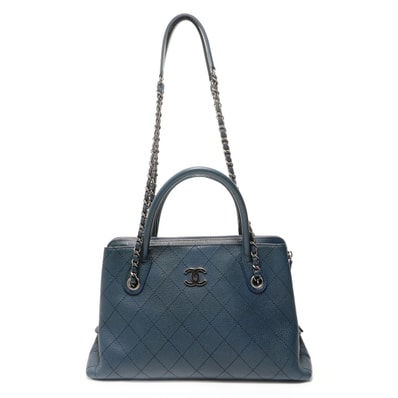 シャネル CHANEL 21番台 2015-2016 キャビアスキン ガンメタリック 2WAY ショルダーバッグ【中古】