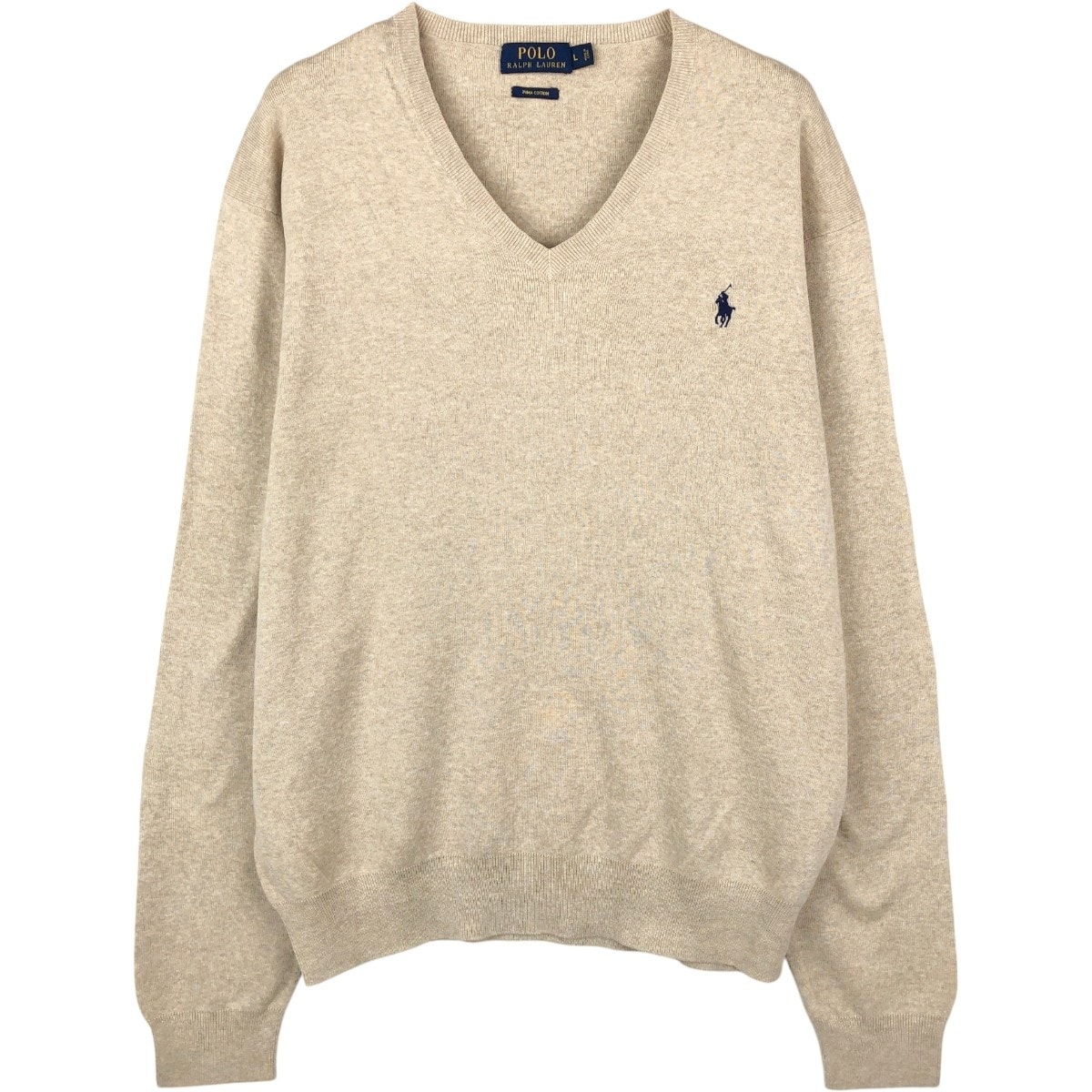 古着 ラルフローレン Ralph Lauren POLO RALPH LAUREN Vネック コットンニットセーター メンズL相当/eaa670113