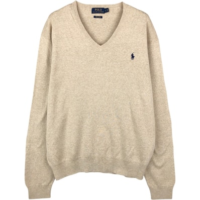 古着 ラルフローレン Ralph Lauren POLO RALPH LAUREN Vネック コットンニットセーター メンズL相当/eaa670113