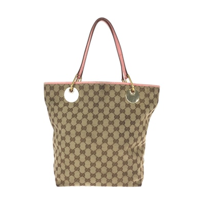 GUCCI グッチ ブラウン ベージュ ピンク GGキャンバス レザー/ トートバッグ ショルダーバッグ 600236 【中古】