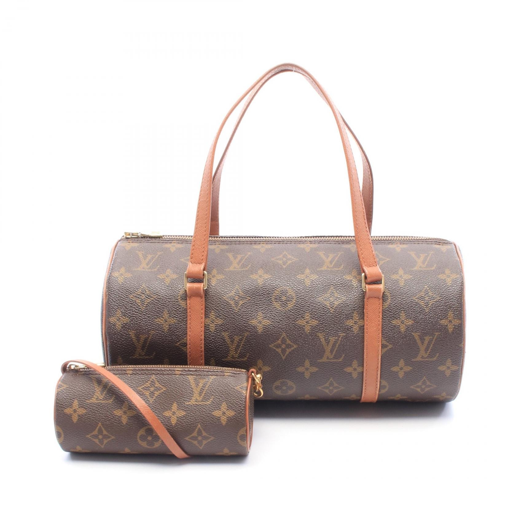 ルイ・ヴィトン LOUIS VUITTON パピヨン30 旧型 ハンドバッグ バッグ PVCコーティングキャンバス レザー モノグラム レディース ブラウン系 M51365 【中古】